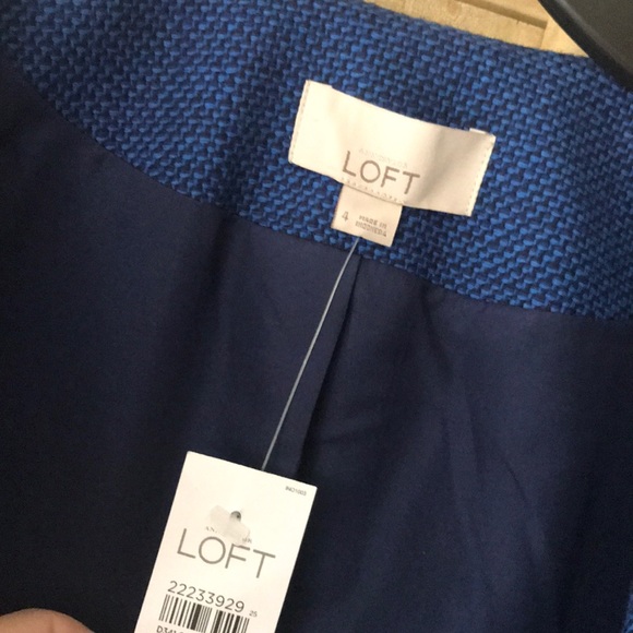 Ann Taylor Loft blue open front jacket-size 4 - Picture 3 of 5